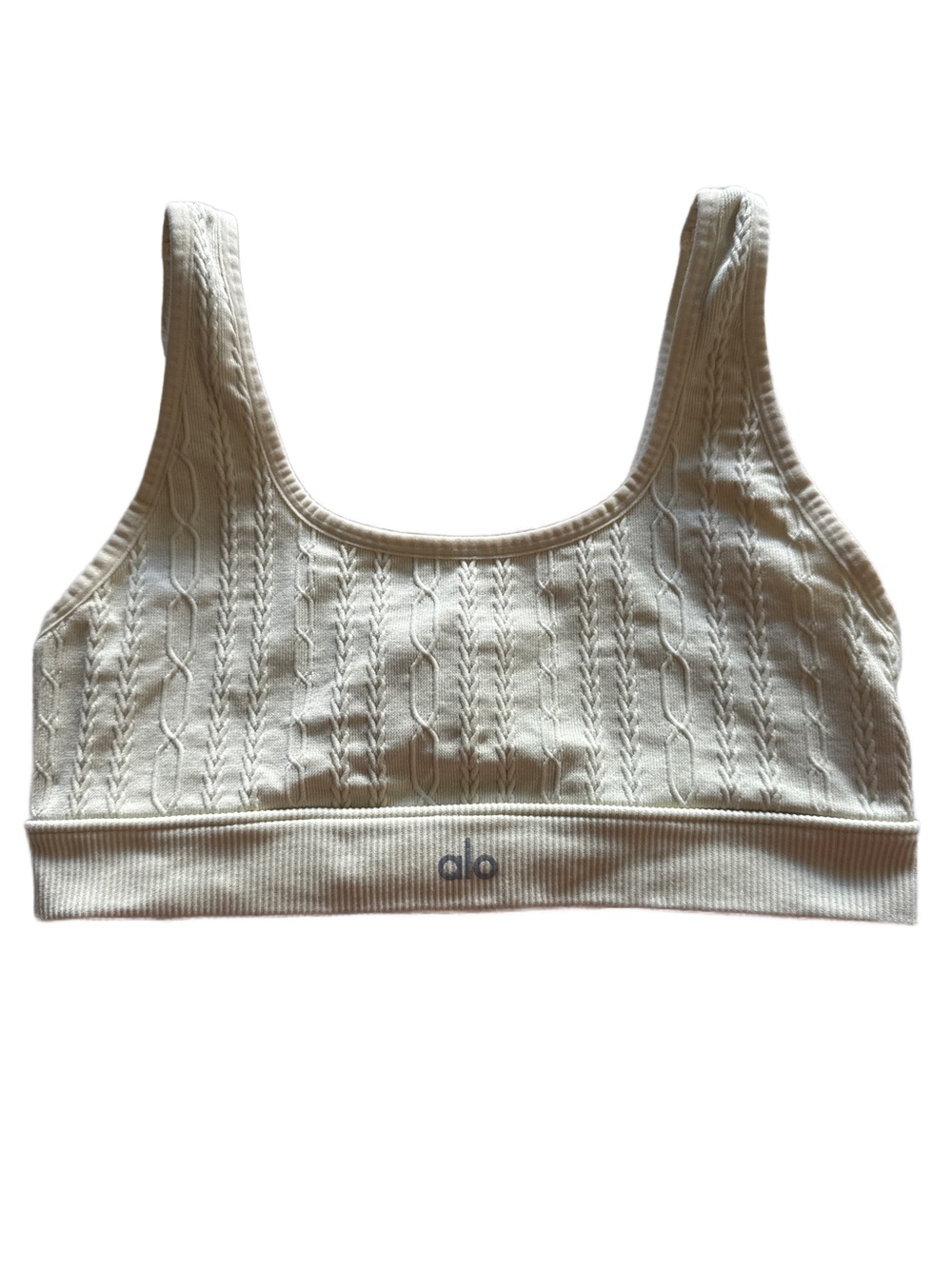 ALO Cable-Knit Scoop Bralette in Cream Size Small